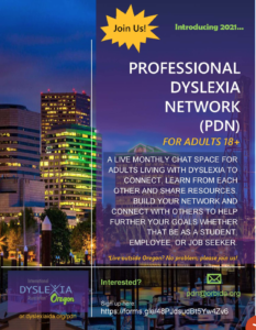 Professional Dyslexia Network – Monthly meeting @ Professional Dyslexia Network meets the first Tuesday of each month at 7:00 pm via Zoom